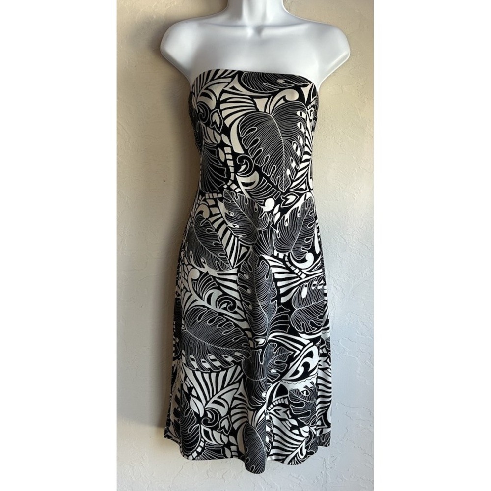 Vintage Y2K The Limited Strapless Tube Dress M Tropical 2000s Palm Resort Jetset